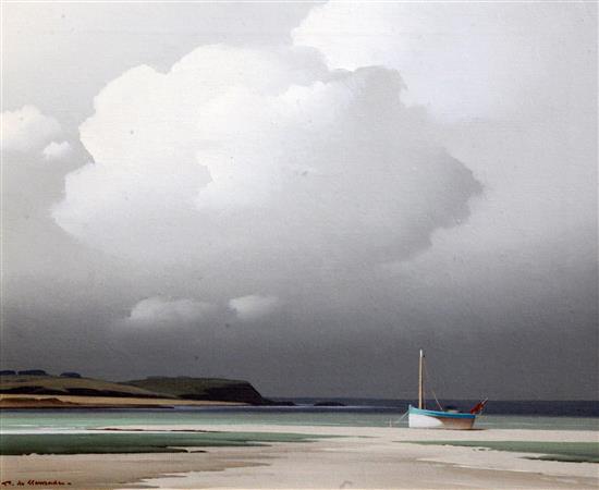 § Pierre de Clausades (1910-1976) Landscape with beached boat 15 x 18in.